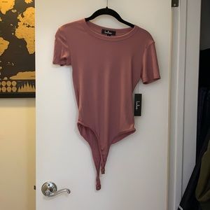 Blush Pink Ribbed short sleeve Body Suit